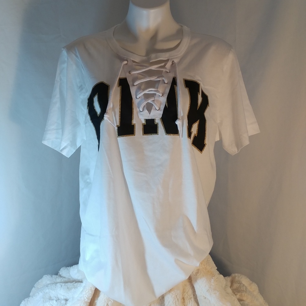 Pink Lace Up T Shirt